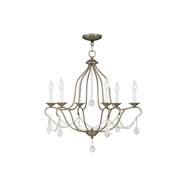 HomeRoots Six Light Dimmable Chandelier – Modern Cylinder Shades, Versatile Design for Elegant Spaces & Ambiance 687813