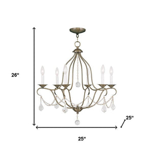 HomeRoots Six Light Dimmable Chandelier – Modern Cylinder Shades, Versatile Design for Elegant Spaces & Ambiance 687813