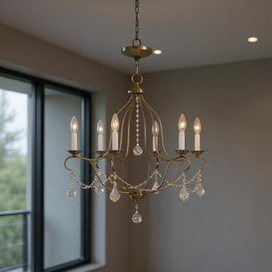 HomeRoots Six Light Dimmable Chandelier – Modern Cylinder Shades, Versatile Design for Elegant Spaces & Ambiance 687813