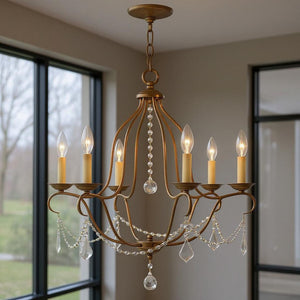 HomeRoots Six Light Dimmable Chandelier – Modern Cylinder Design with Adjustable Illumination for Any Space 687814