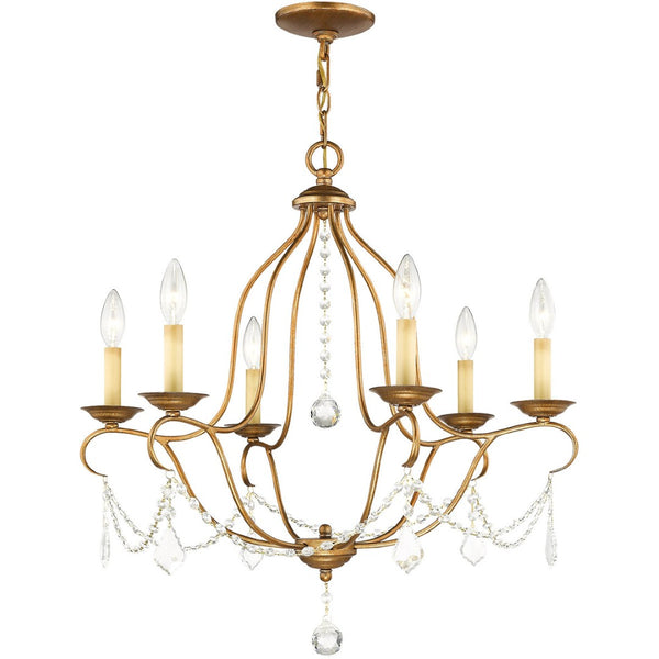HomeRoots Six Light Dimmable Chandelier – Modern Cylinder Design with Adjustable Illumination for Any Space 687814