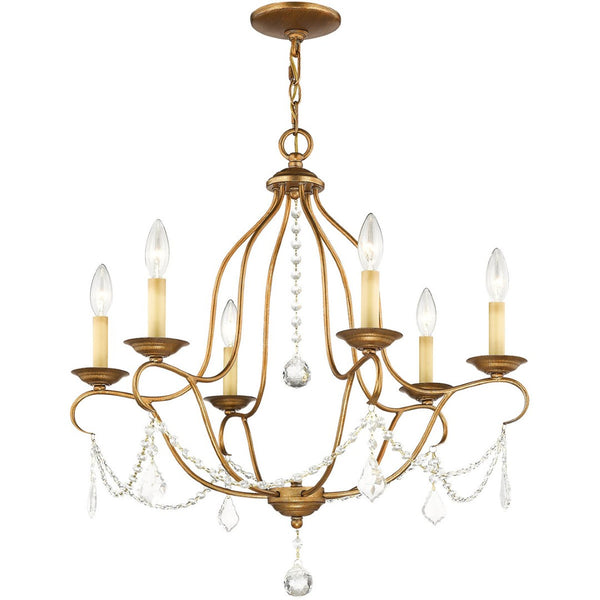 HomeRoots Six Light Dimmable Chandelier – Modern Cylinder Design with Adjustable Illumination for Any Space 687814