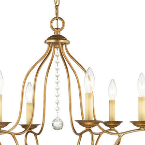 HomeRoots Six Light Dimmable Chandelier – Modern Cylinder Design with Adjustable Illumination for Any Space 687814
