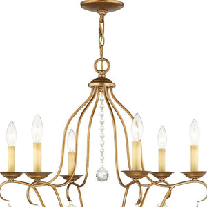 HomeRoots Six Light Dimmable Chandelier – Modern Cylinder Design with Adjustable Illumination for Any Space 687814