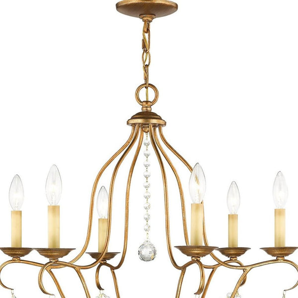 HomeRoots Six Light Dimmable Chandelier – Modern Cylinder Design with Adjustable Illumination for Any Space 687814