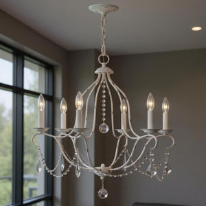 HomeRoots Six Light Dimmable Chandelier - Modern Cylinder Design for Stylish Ambiance in Any Room 687815