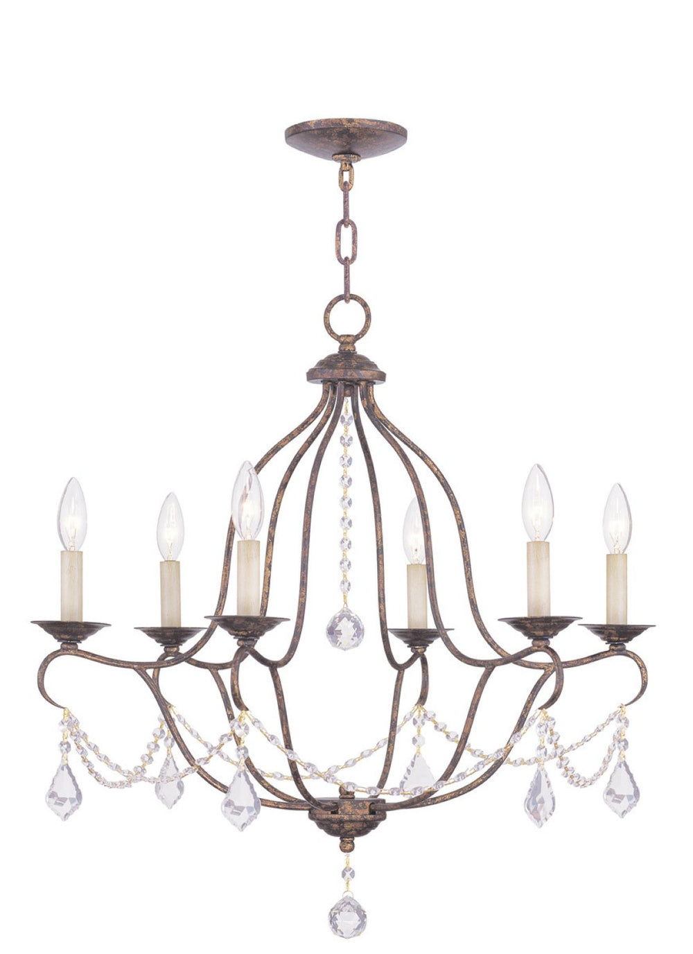 HomeRoots Six Light Dimmable Chandelier – Contemporary Cylinder Shades, Adjustable Illumination for Any Space 687816