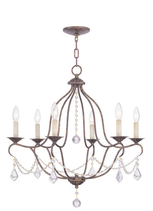 HomeRoots Six Light Dimmable Chandelier – Contemporary Cylinder Shades, Adjustable Illumination for Any Space 687816