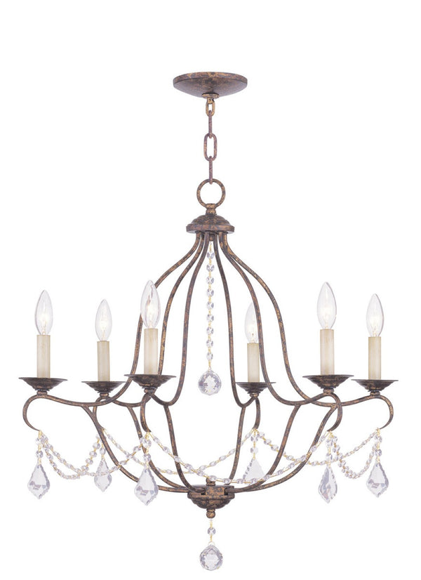 HomeRoots Six Light Dimmable Chandelier – Contemporary Cylinder Shades, Adjustable Illumination for Any Space 687816