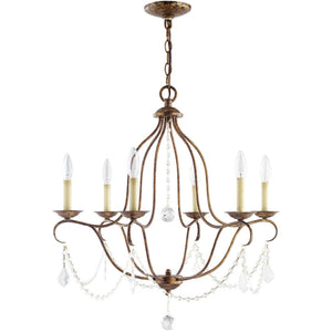 HomeRoots Six Light Dimmable Chandelier – Contemporary Cylinder Shades, Adjustable Illumination for Any Space 687816