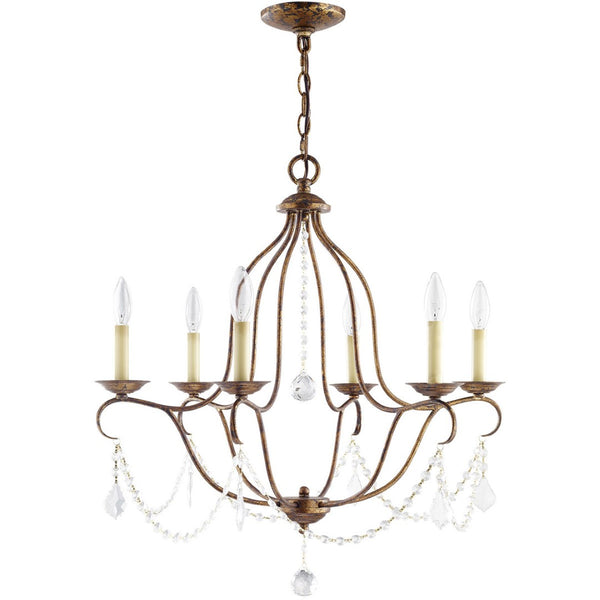 HomeRoots Six Light Dimmable Chandelier – Contemporary Cylinder Shades, Adjustable Illumination for Any Space 687816