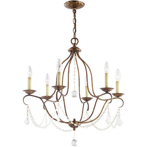 HomeRoots Six Light Dimmable Chandelier – Contemporary Cylinder Shades, Adjustable Illumination for Any Space 687816