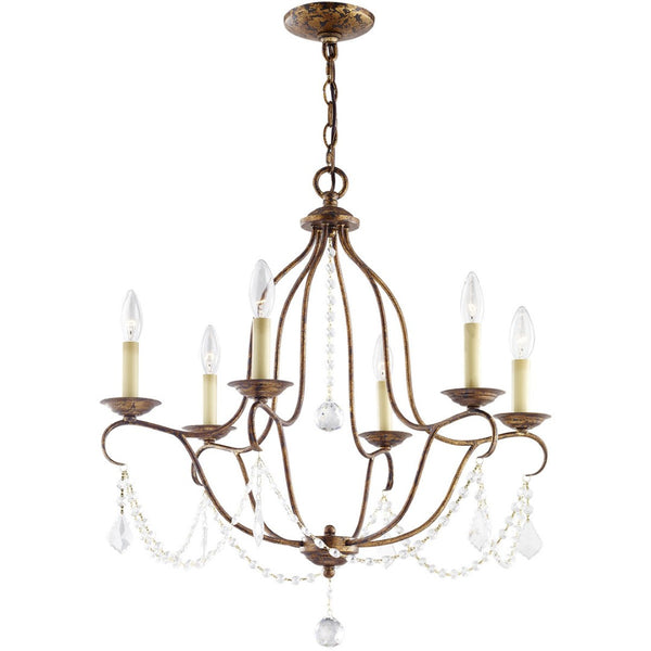 HomeRoots Six Light Dimmable Chandelier – Contemporary Cylinder Shades, Adjustable Illumination for Any Space 687816