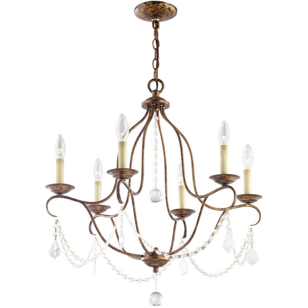 HomeRoots Six Light Dimmable Chandelier – Contemporary Cylinder Shades, Adjustable Illumination for Any Space 687816