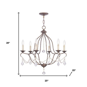 HomeRoots Six Light Dimmable Chandelier – Contemporary Cylinder Shades, Adjustable Illumination for Any Space 687816