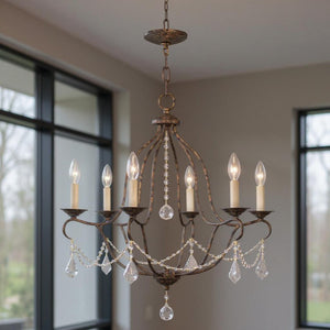 HomeRoots Six Light Dimmable Chandelier – Contemporary Cylinder Shades, Adjustable Illumination for Any Space 687816