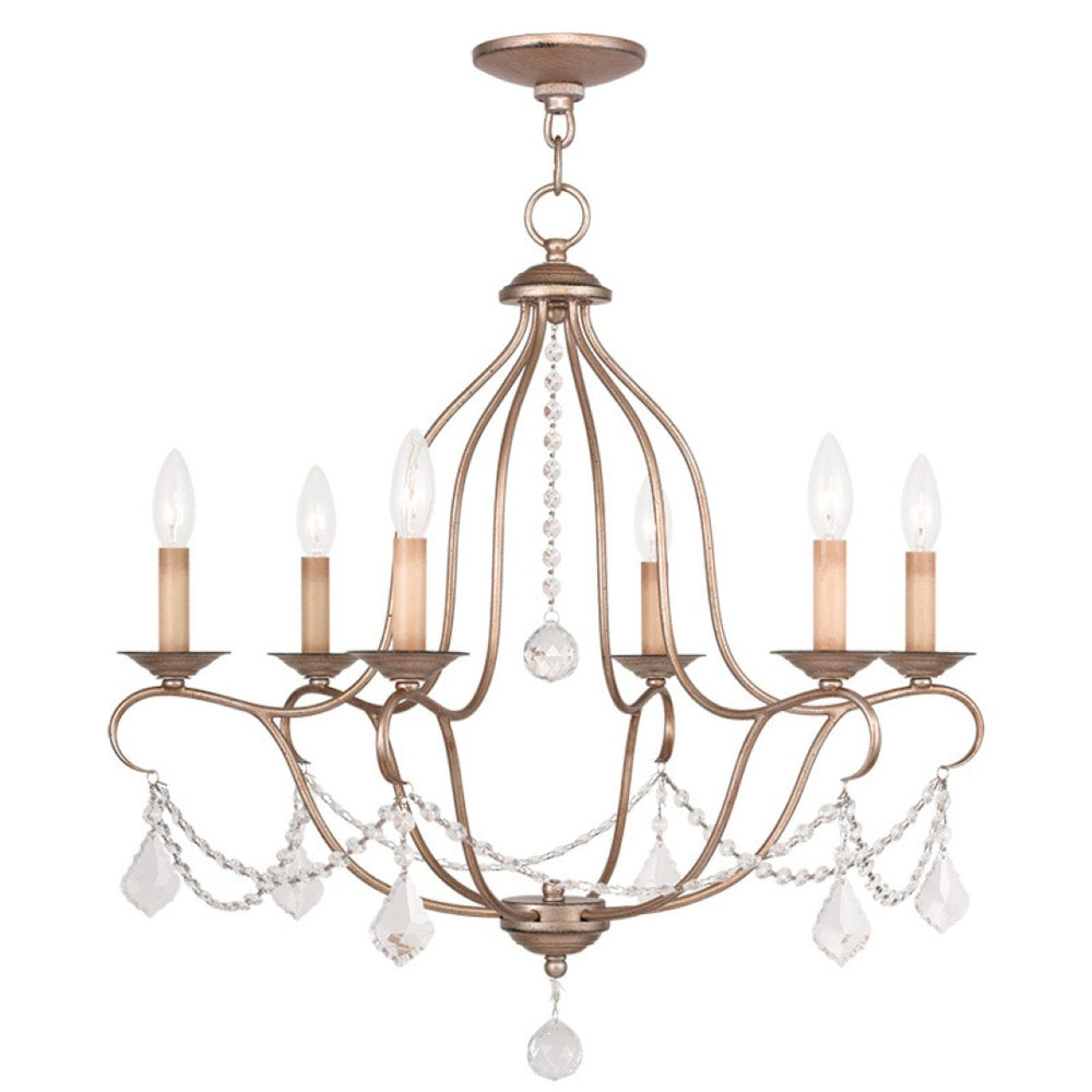 HomeRoots Silver Six-Light Metal Dimmable Chandelier with Cylinder Shades for Modern Elegance & Warm Glow 687817