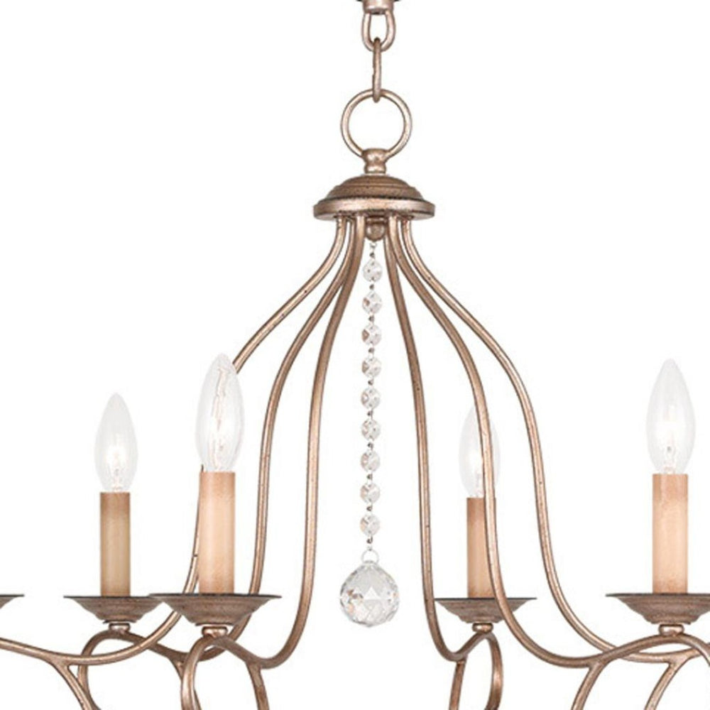 HomeRoots Silver Six-Light Metal Dimmable Chandelier with Cylinder Shades for Modern Elegance & Warm Glow 687817