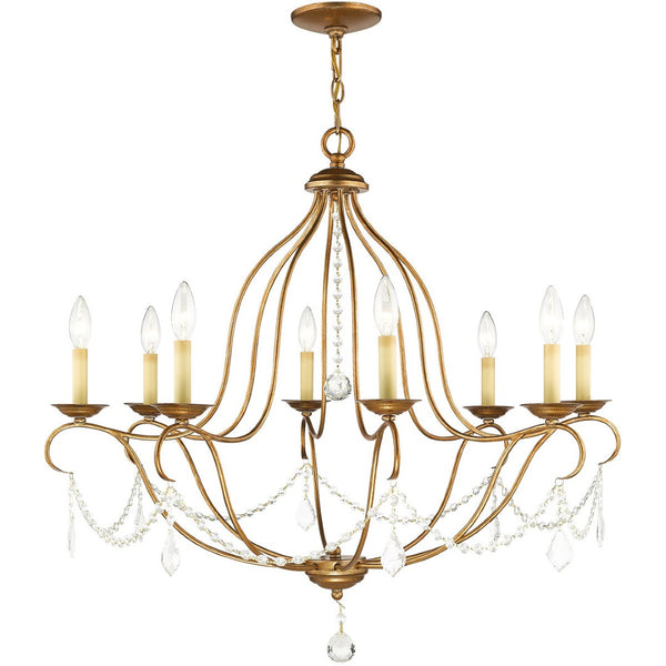 HomeRoots Eight Light Dimmable Chandelier – Modern Cylindrical Design with Steel Shades for Enhanced Ambiance 687818