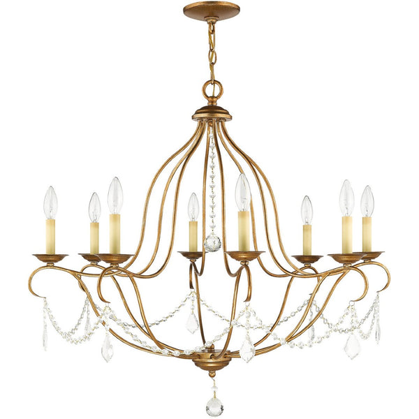 HomeRoots Eight Light Dimmable Chandelier – Modern Cylindrical Design with Steel Shades for Enhanced Ambiance 687818