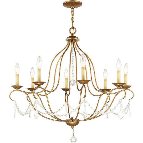 HomeRoots Eight Light Dimmable Chandelier – Modern Cylindrical Design with Steel Shades for Enhanced Ambiance 687818