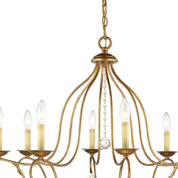 HomeRoots Eight Light Dimmable Chandelier – Modern Cylindrical Design with Steel Shades for Enhanced Ambiance 687818