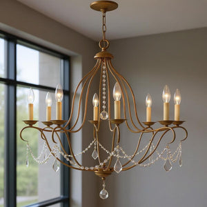 HomeRoots Eight Light Dimmable Chandelier – Modern Cylindrical Design with Steel Shades for Enhanced Ambiance 687818