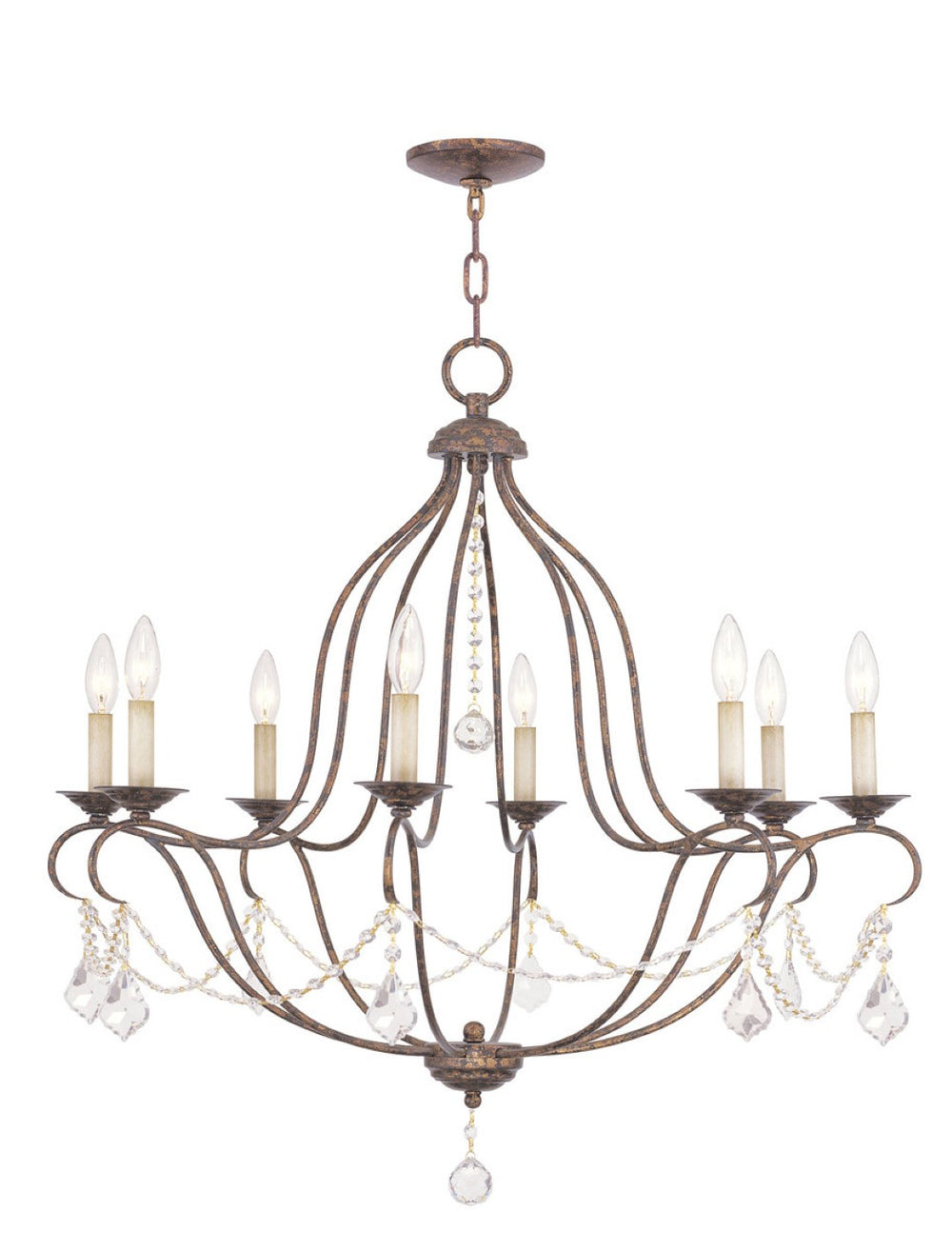 HomeRoots Eight Light Dimmable Chandelier with Sleek Cylinder Shades for Modern Elegance and Versatile Illumination 687819