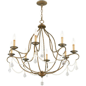 HomeRoots Eight Light Dimmable Chandelier with Sleek Cylinder Shades for Modern Elegance and Versatile Illumination 687819