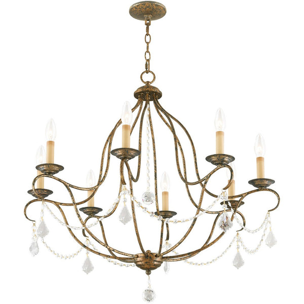 HomeRoots Eight Light Dimmable Chandelier with Sleek Cylinder Shades for Modern Elegance and Versatile Illumination 687819