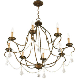 HomeRoots Eight Light Dimmable Chandelier with Sleek Cylinder Shades for Modern Elegance and Versatile Illumination 687819