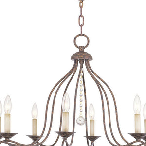 HomeRoots Eight Light Dimmable Chandelier with Sleek Cylinder Shades for Modern Elegance and Versatile Illumination 687819