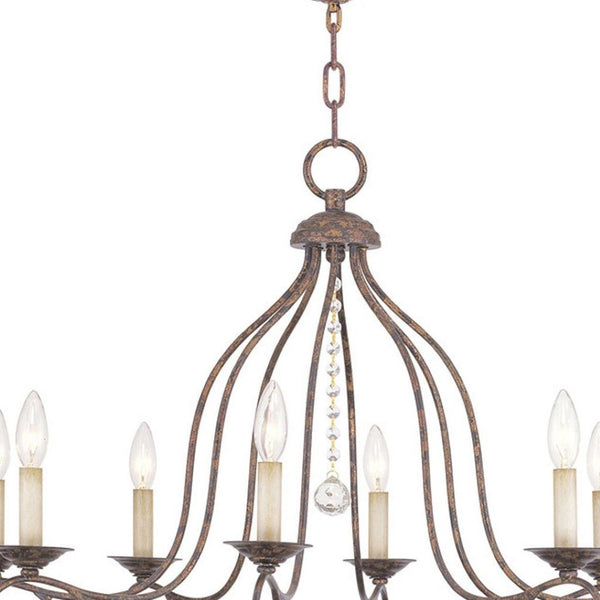 HomeRoots Eight Light Dimmable Chandelier with Sleek Cylinder Shades for Modern Elegance and Versatile Illumination 687819