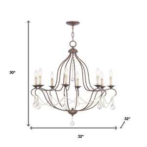HomeRoots Eight Light Dimmable Chandelier with Sleek Cylinder Shades for Modern Elegance and Versatile Illumination 687819