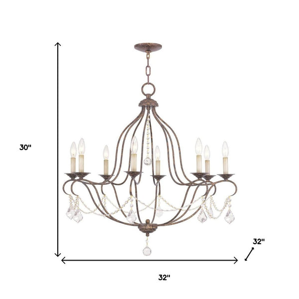 HomeRoots Eight Light Dimmable Chandelier with Sleek Cylinder Shades for Modern Elegance and Versatile Illumination 687819