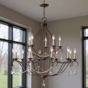 HomeRoots Multi Light Dimmable Chandelier – Modern Cylindrical Design with Adjustable Ambiance for Any Space 687821