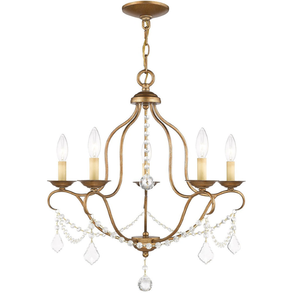 HomeRoots Five Light Dimmable Chandelier - Modern Steel Shades for Elegant Ambient Lighting in Any Room 687822