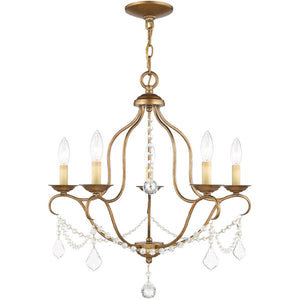 HomeRoots Five Light Dimmable Chandelier - Modern Steel Shades for Elegant Ambient Lighting in Any Room 687822