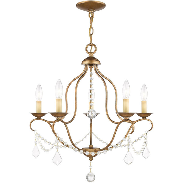 HomeRoots Five Light Dimmable Chandelier - Modern Steel Shades for Elegant Ambient Lighting in Any Room 687822