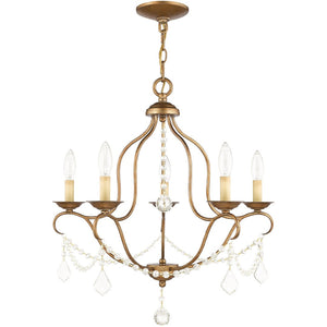 HomeRoots Five Light Dimmable Chandelier - Modern Steel Shades for Elegant Ambient Lighting in Any Room 687822