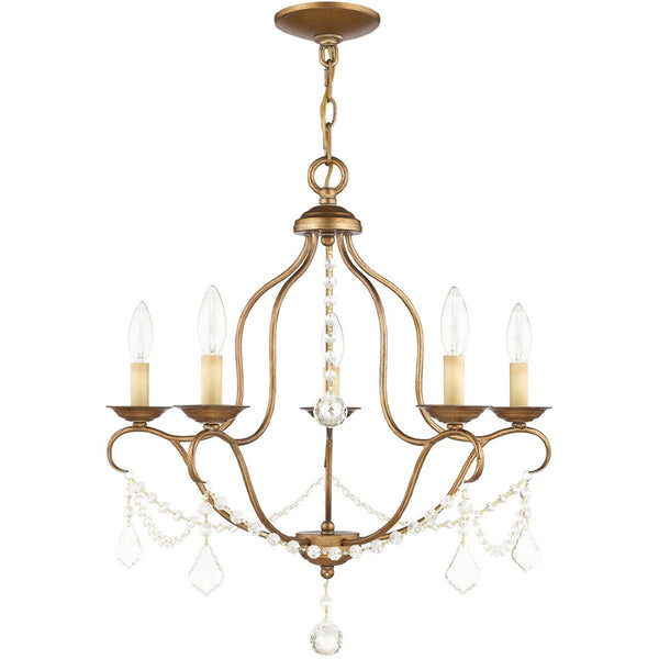 HomeRoots Five Light Dimmable Chandelier - Modern Steel Shades for Elegant Ambient Lighting in Any Room 687822