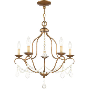HomeRoots Five Light Dimmable Chandelier - Modern Steel Shades for Elegant Ambient Lighting in Any Room 687822