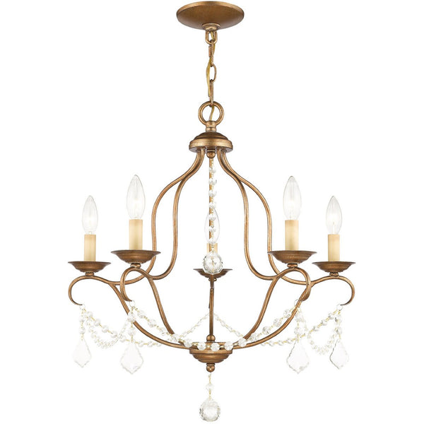 HomeRoots Five Light Dimmable Chandelier - Modern Steel Shades for Elegant Ambient Lighting in Any Room 687822
