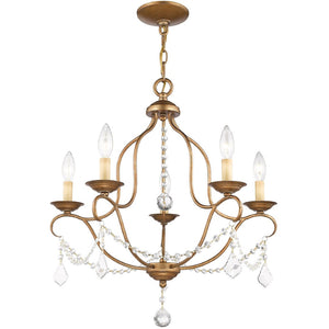 HomeRoots Five Light Dimmable Chandelier - Modern Steel Shades for Elegant Ambient Lighting in Any Room 687822