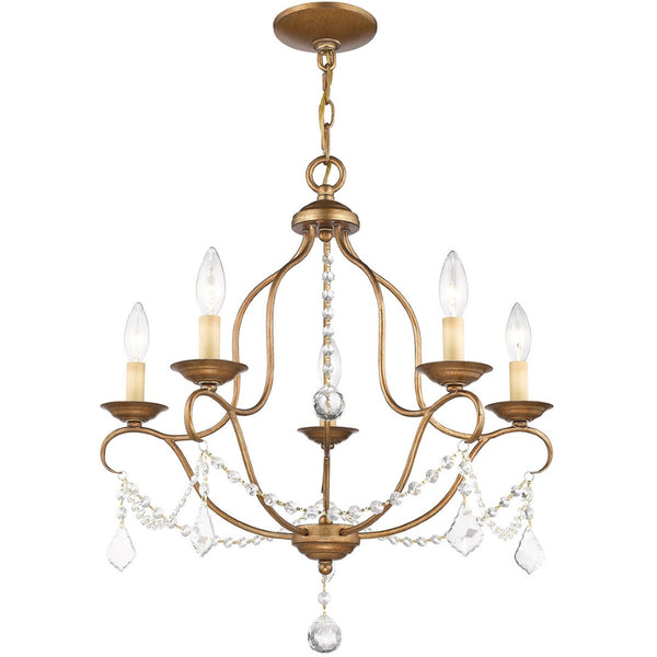 HomeRoots Five Light Dimmable Chandelier - Modern Steel Shades for Elegant Ambient Lighting in Any Room 687822