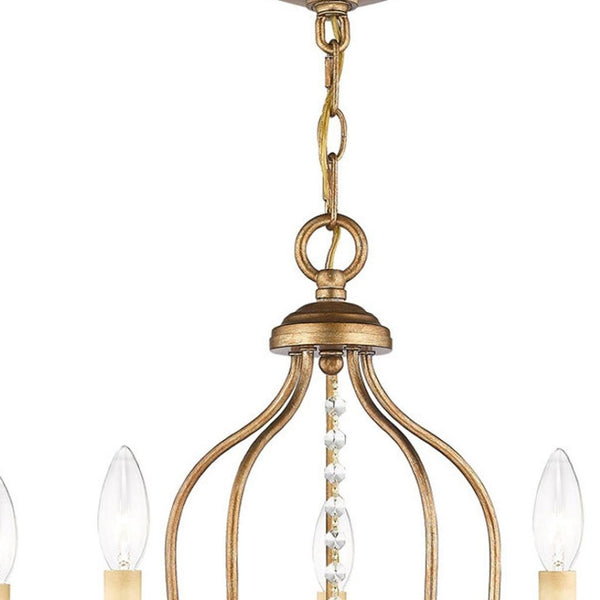 HomeRoots Five Light Dimmable Chandelier - Modern Steel Shades for Elegant Ambient Lighting in Any Room 687822