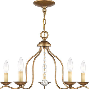 HomeRoots Five Light Dimmable Chandelier - Modern Steel Shades for Elegant Ambient Lighting in Any Room 687822