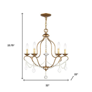HomeRoots Five Light Dimmable Chandelier - Modern Steel Shades for Elegant Ambient Lighting in Any Room 687822