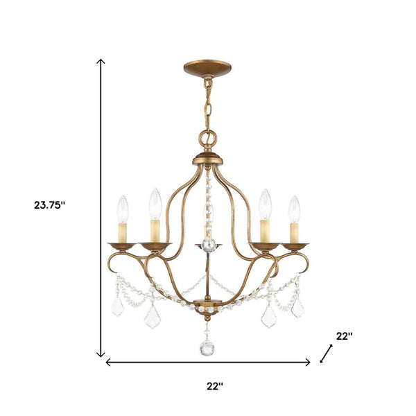 HomeRoots Five Light Dimmable Chandelier - Modern Steel Shades for Elegant Ambient Lighting in Any Room 687822