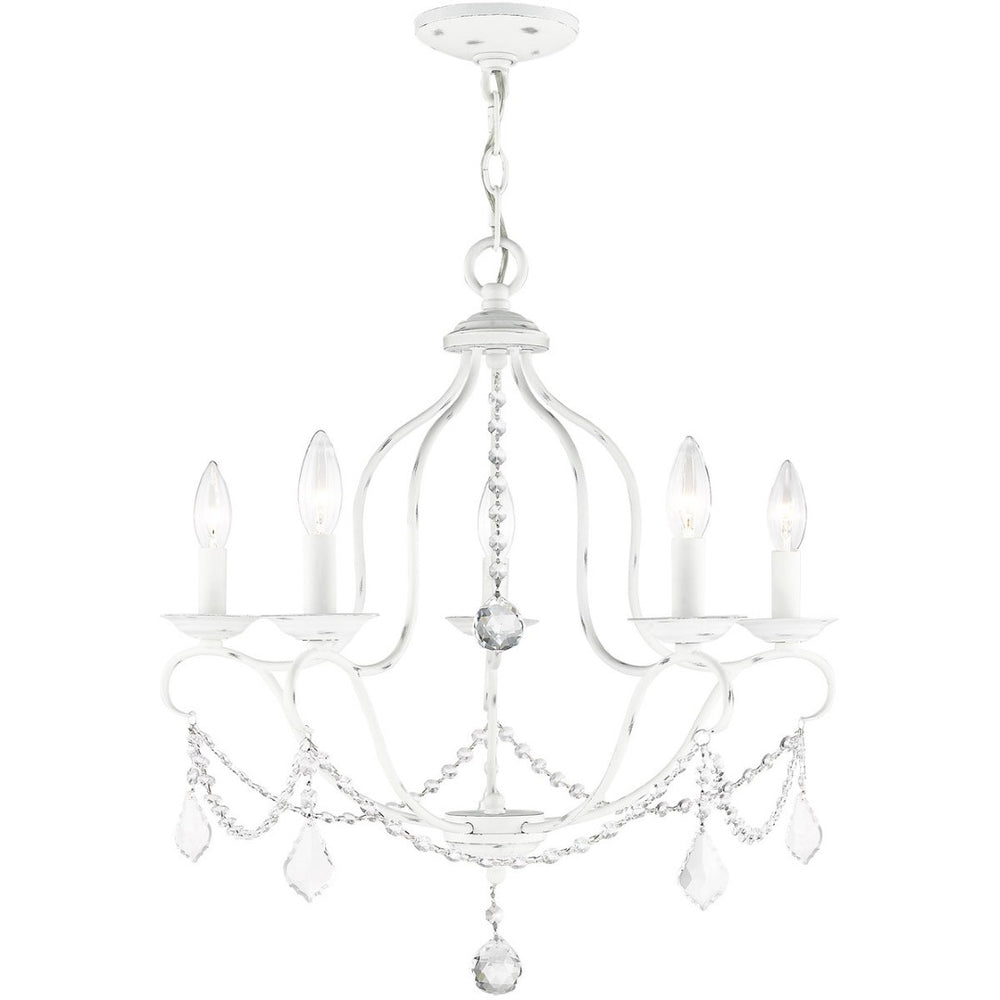 HomeRoots Five Light Dimmable Chandelier - Modern Cylindrical Shades for Elegant Home Ambiance & Style Upgrade 687823